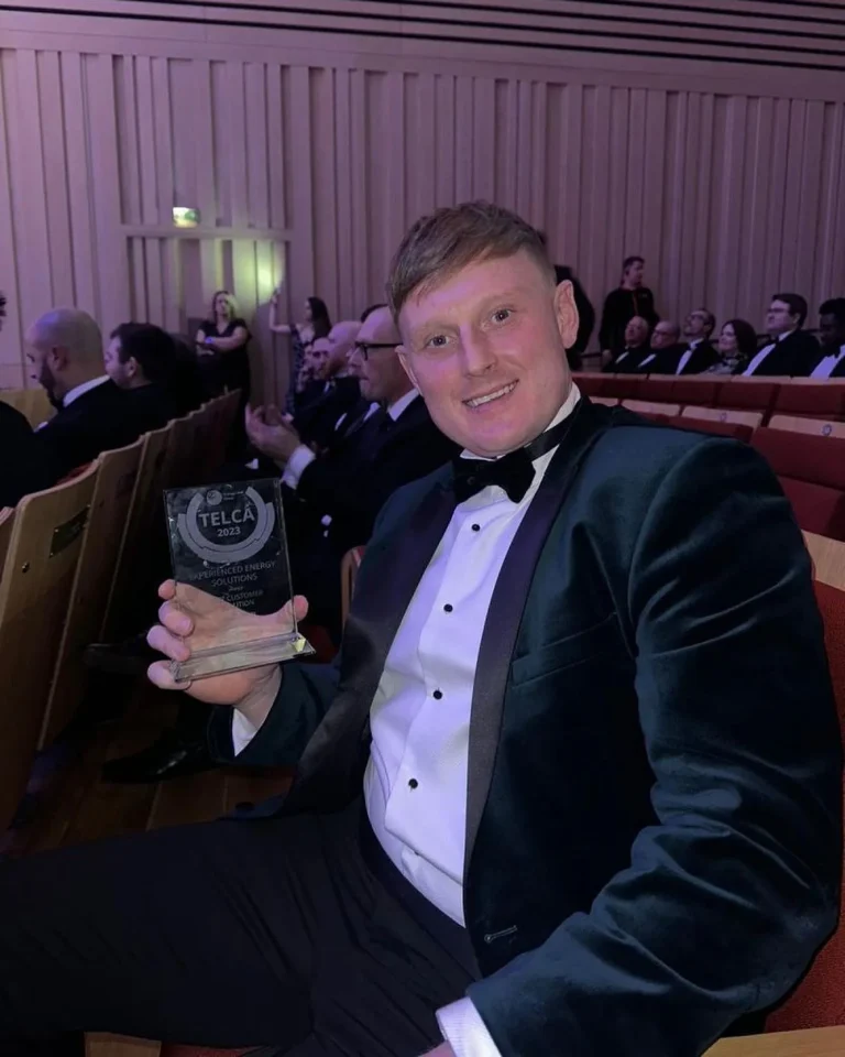 Close-up of the TELCA award won by Experienced Energy Solutions