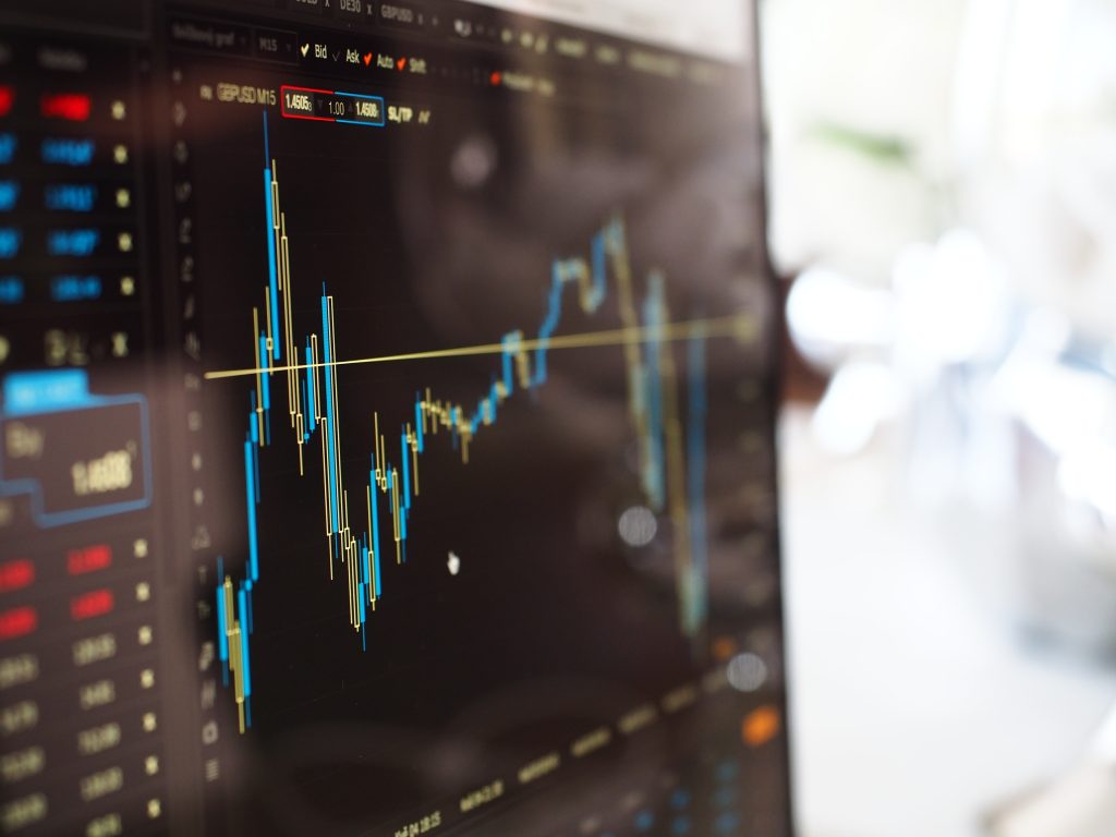 Energy market trading graph on a screen