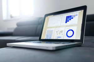 Energy usage dashboard displayed on a laptop screen